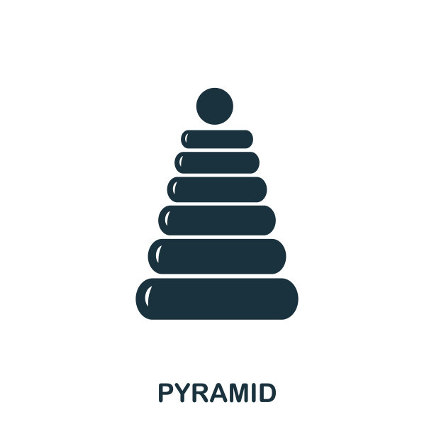 金字塔图标。移动应用程序，打印和更多的使用。简单元素唱歌。单色金字塔图标插图。图片下载
