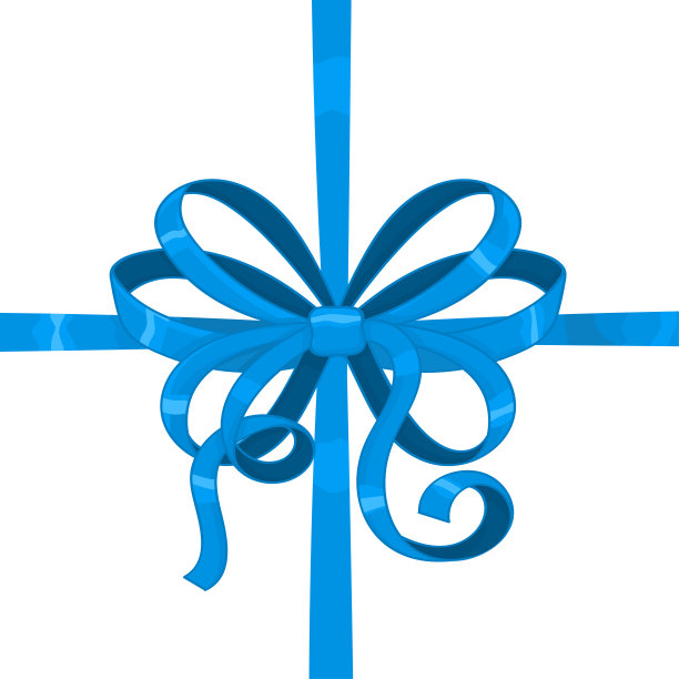 蓝色的缎带蝴蝶结图片下载