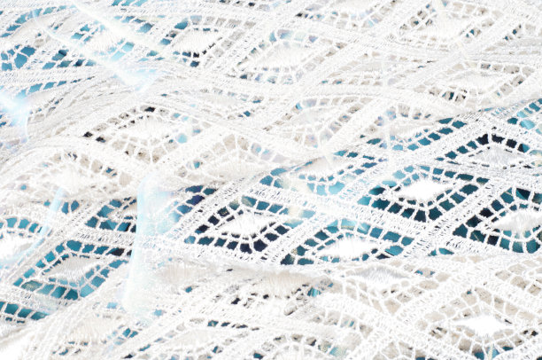 纹理背景图案。花边的白色织物。手蕾丝上的白色背景。白色饰品，婚纱面料上的刺绣，明信片，照片墙纸，海报，图片下载