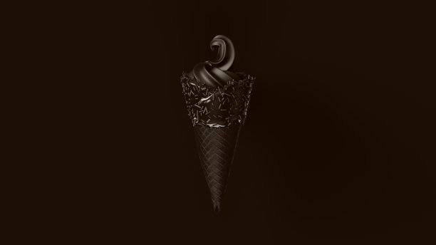 黑色冰淇淋，黑色糖衣和黑色糖屑图片下载