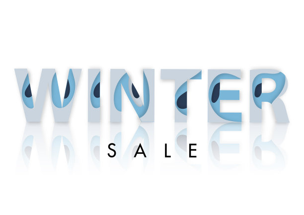 冬季销售抽象文本纸艺术风格向量图片下载