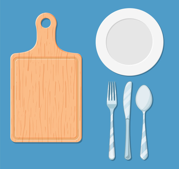 叉子，刀，盘子，勺子，砧板图片下载