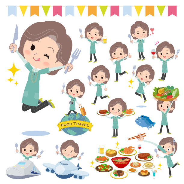 蓝绿色束腰外衣中年妇女食品节图片下载