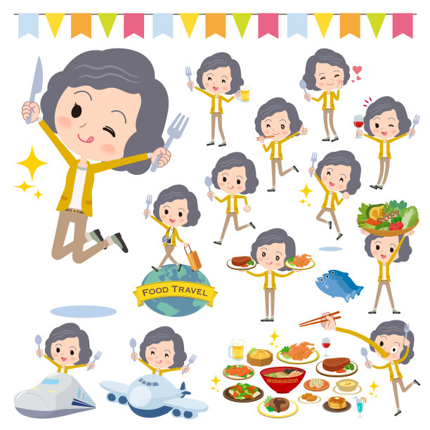 黄色夹克衫中年妇女食品节图片下载