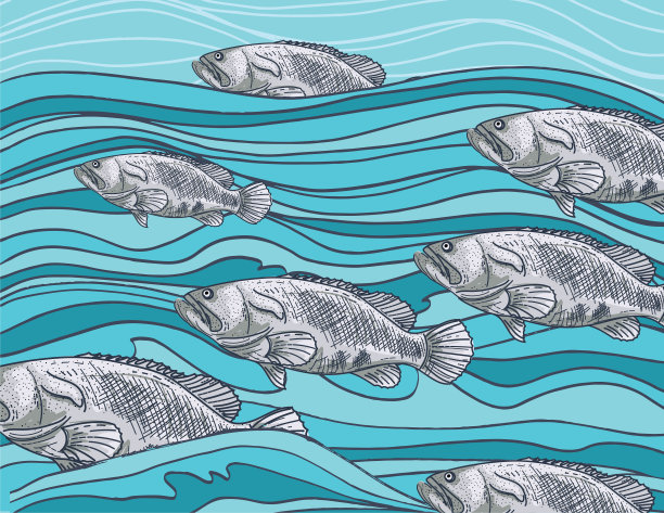 手绘航海场景与海洋元素图片下载