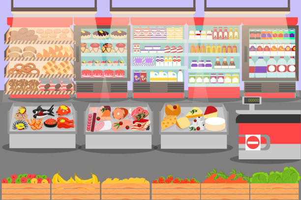 超市内部的收银台图片下载