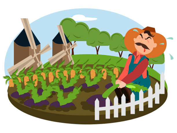 一个农民在他的农场的田里工作图片下载