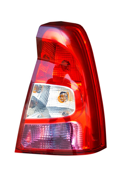 白色背景上的红色汽车的后灯图片下载