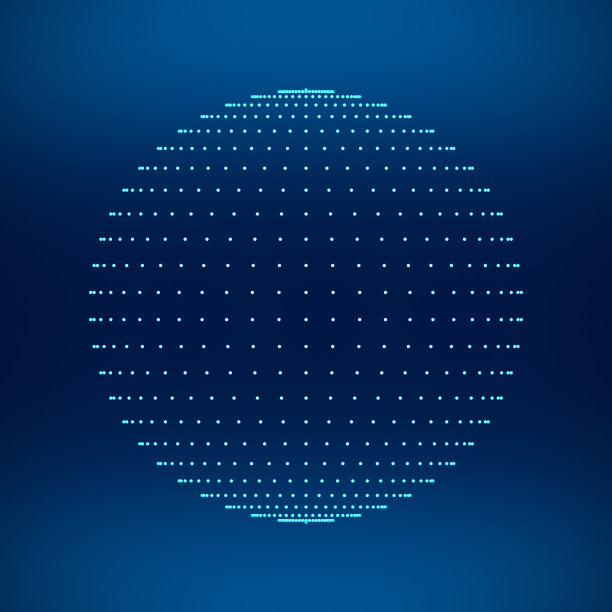 蓝色球体。在技术概念中，网络连接以黑色背景为圆点。三维演示图片下载