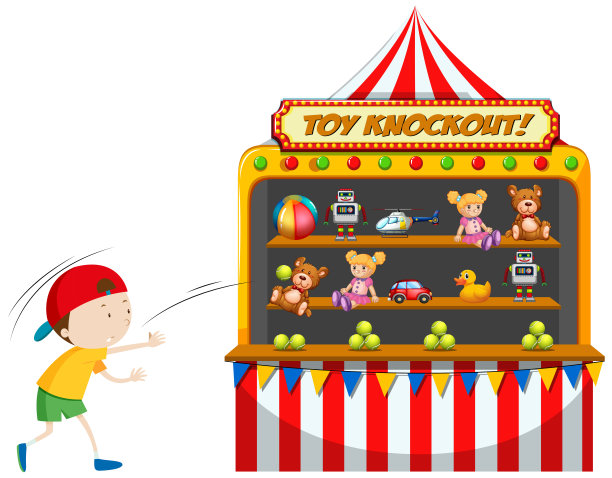 在狂欢节上玩玩具淘汰赛的男孩图片下载
