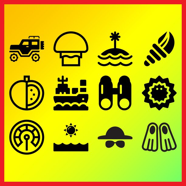 蘑菇，温度计和吉普车相关的图标设置图片下载