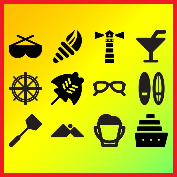 灯塔上，太阳镜和女性太阳镜相关图标设置图片下载