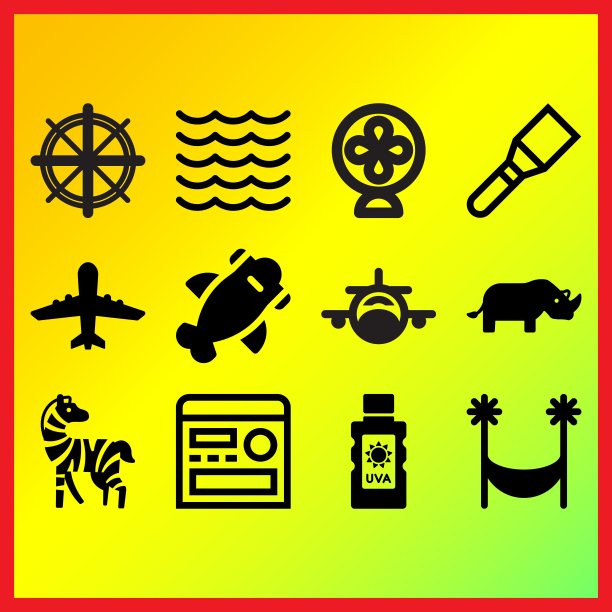 前翼飞机与小翅膀，抹刀和海相关的图标设置图片下载