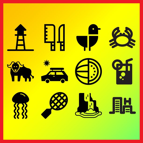 海鸥、水牛和酒店度假村相关图标集图片下载