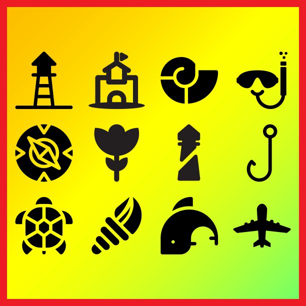 救生员，贝壳和指南针相关的图标集图片下载