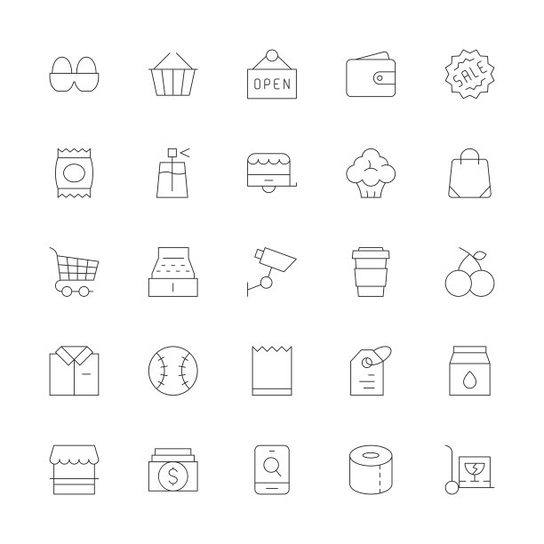 零售商店图标-超薄线系列图片下载