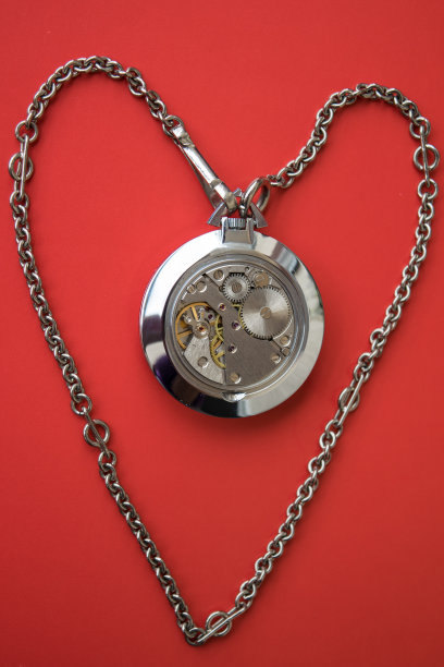 发条机制的旧银怀表图片下载