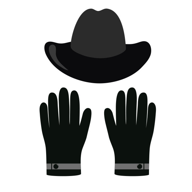 男帽和手套。孤立在白色背景上。矢量插图。图片下载
