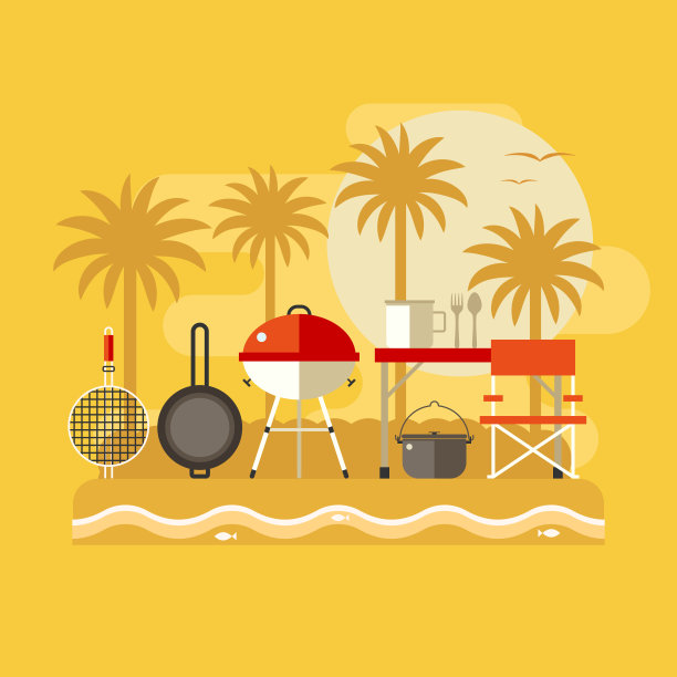 夏日沙滩野餐横幅图片下载