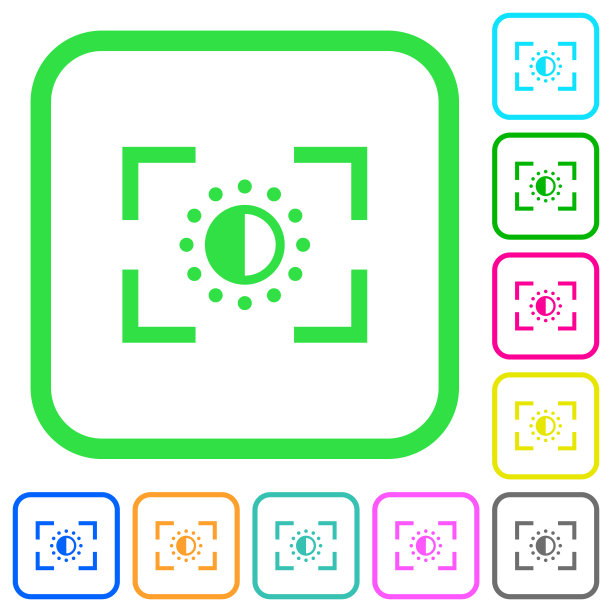 相机饱和度设置生动的彩色平面图标图片下载