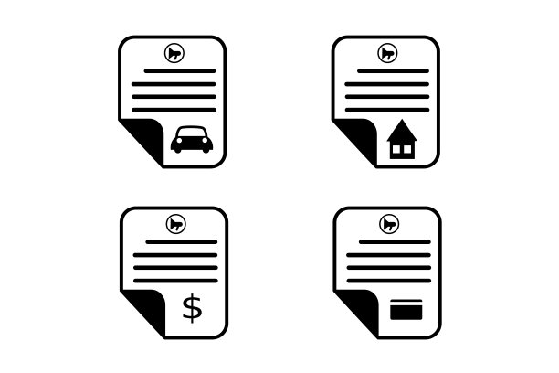一组公告通知图标在黑色和白色图片下载