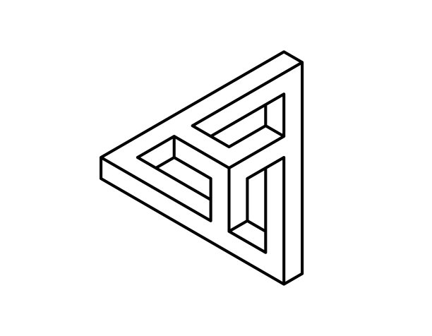 不可能的对象。孤立在白色背景上。矢量插图轮廓。图片下载