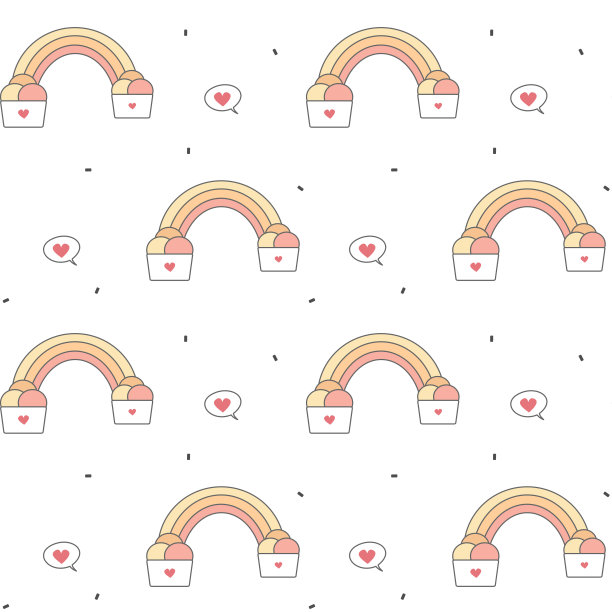 可爱的卡通冰淇淋彩虹无缝矢量图案背景插图图片下载