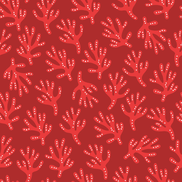 海洋无缝模式与珊瑚在红色的背景图片下载