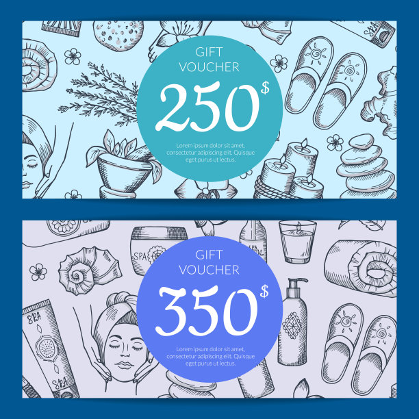 矢量手绘水疗折扣卡图片下载