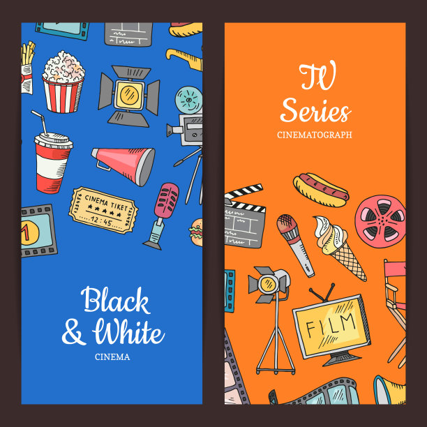 矢量电影涂鸦图标插图图片下载