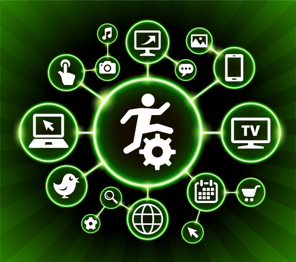 Stick Figure Running Gear互联网通讯技术暗按钮背景图片下载