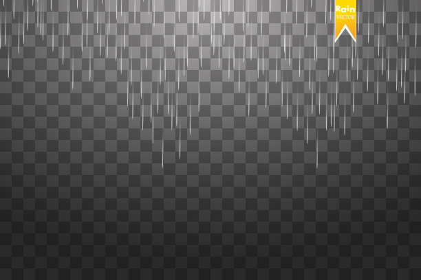 雨透明模板背景。水滴下落纹理。自然降雨在方格背景图片下载
