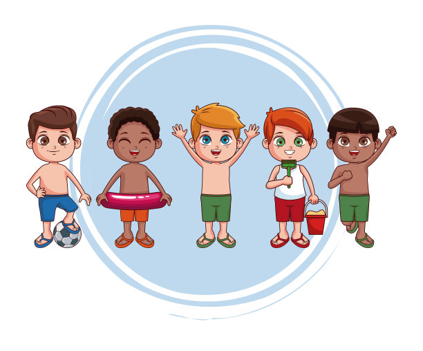 夏天穿着泳衣的孩子们图片下载