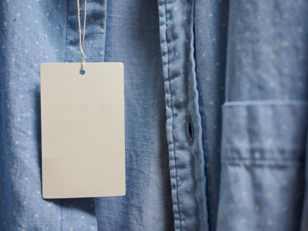 服装标签，蓝色衬衫图片下载