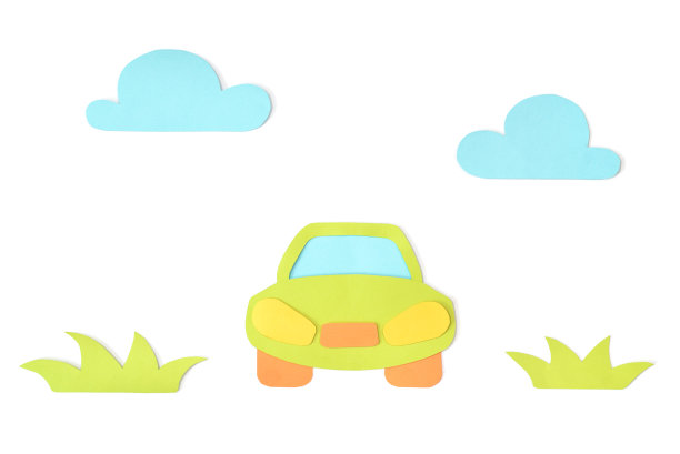 汽车剪纸上的白色背景图片下载