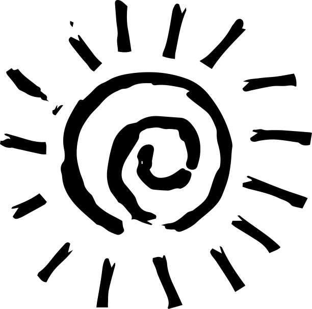 黑色手绘太阳插图图片下载