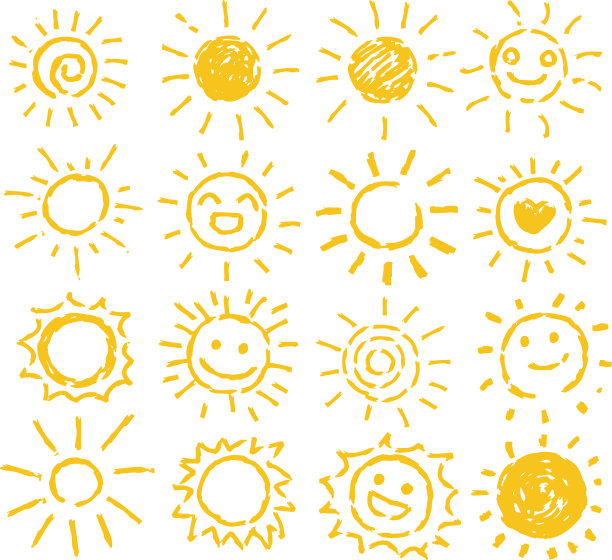 黄色手绘太阳插图集图片下载
