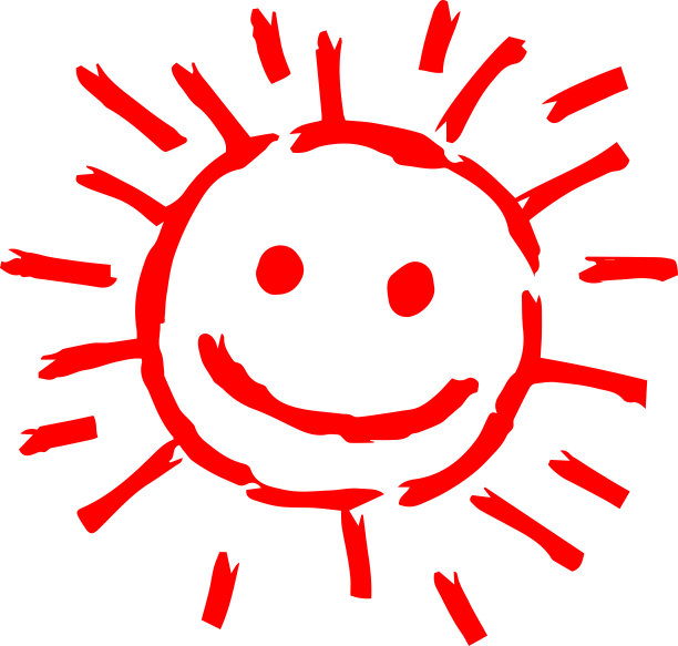 红色手绘太阳插图图片下载