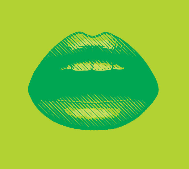 彩色的近距离雕刻女人的嘴唇图片下载