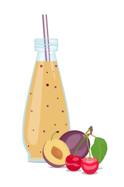 玻璃罐里的水果冰沙。矢量图图片下载