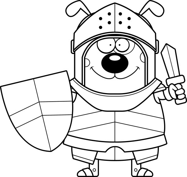 卡通狗骑士剑图片下载