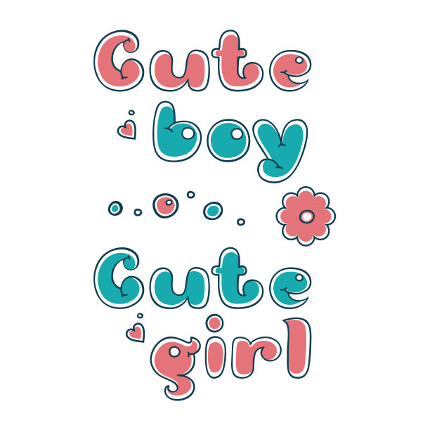 可爱的男孩，可爱的女孩。手字母字母图片下载