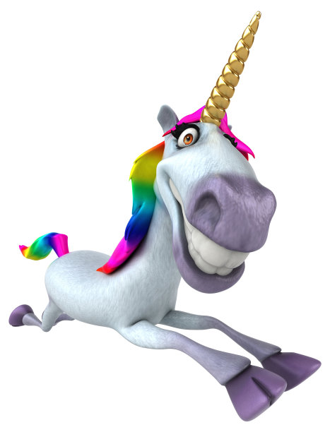 有趣的独角兽- 3D插图图片下载