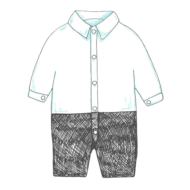 婴儿紧身衣裤。矢量插图在素描风格图片下载