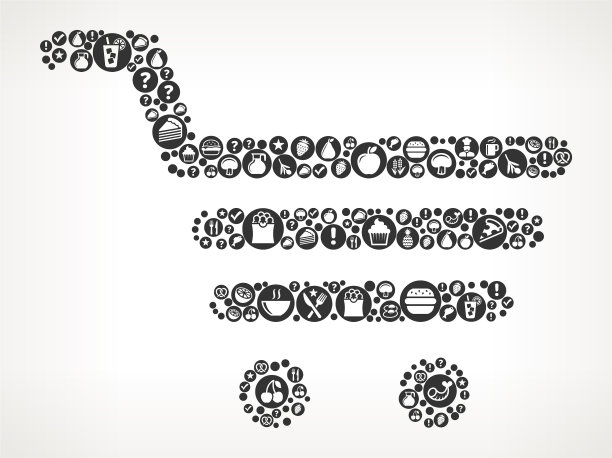 购物车食品黑白图标背景图片下载