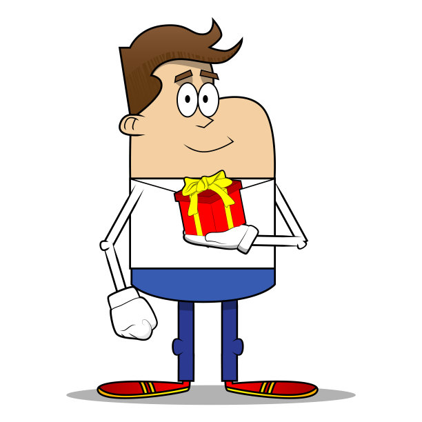 商人拿着小礼盒。图片下载