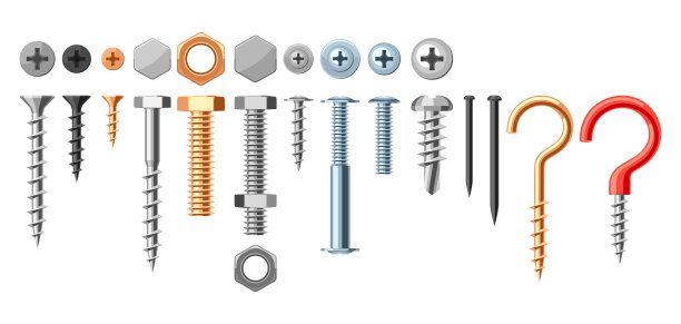 一套螺栓、螺母、钉子图片下载