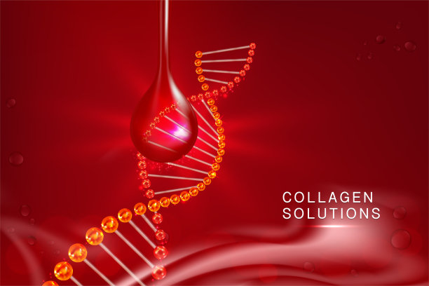 红色胶原蛋白滴液，化妆品广告背景即用，奢侈护肤广告图片下载