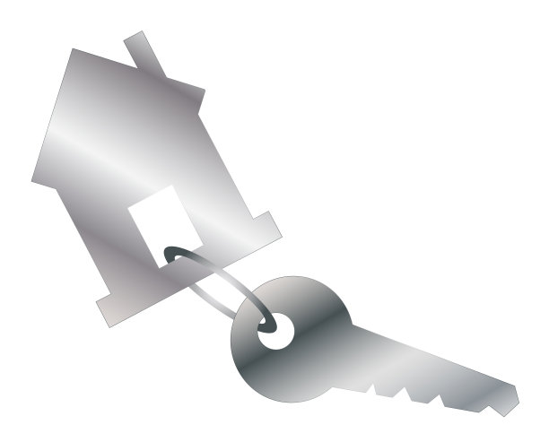 带钥匙的钥匙链屋。在白色背景上隔离图片下载