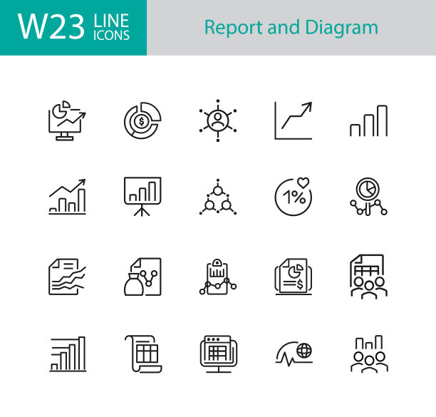 报表和图表线图标集图片下载